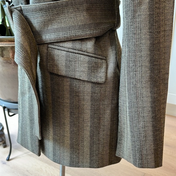 EUC Danielle Bernstein longer belted single button plaid lined jacket - Picture 7 of 16